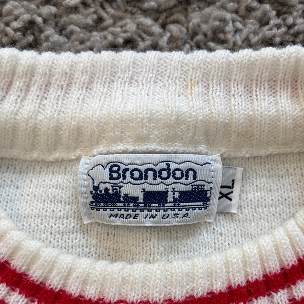 Wisconsin Vintage Wool Crewneck Sweater - Red and White - Picture 6 of 11